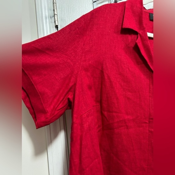 Sag Harbor red linen blend top Women’s Plus Size 1X Red Embroidered Floral NWT - Picture 13 of 15